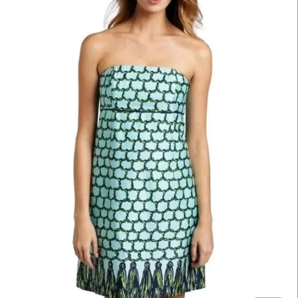 Lilly Pulitzer Bowen dress Cameo White Macrame Me Strapless dress Size 6